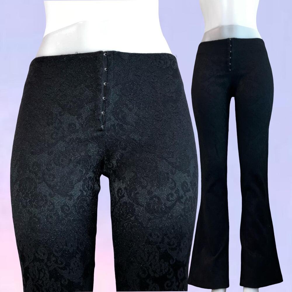 Vintage 90s y2k black damask whimsygoth flare pants wet seal